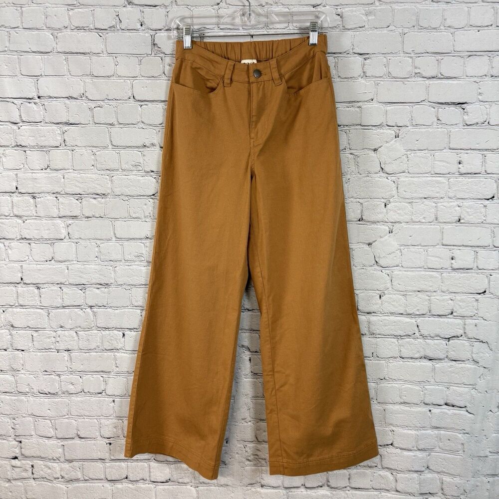 Pact Organic Stretch Twill Wide Leg Pants In Camel Womens S Comfy Chic Casual